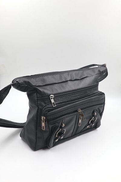 nazenintasarımlar MULTIPLE COMPARTMENT FLEXIBLE AND SOFT DAILY BAG WITH SHOULDER STRAP BLACK D