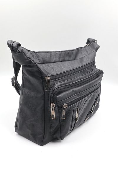 nazenintasarımlar SHOULDER STRAPED MULTIPLE COMPARTMENT FLEXIBLE AND SOFT DAILY BAG BLACK