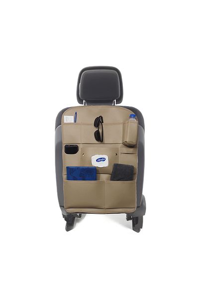 wimbledon Beige Leather Organizer - Car Seat Back Organizer, 44x62 cm / 1 Piece