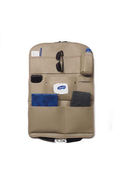 wimbledon Beige Leather Organizer - Car Seat Back Organizer, 44x62 cm / 1 Piece
