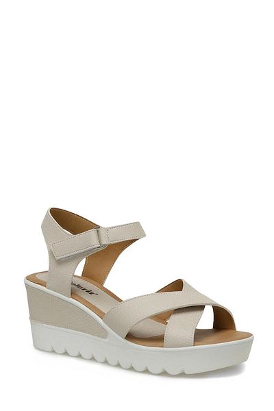 Polaris Women's Wedge Heel Sandals Beige Color