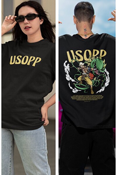 Fuddy Moda Оверсайз одноколірна футболка Usopp з принтом на спині, унісекс фу...