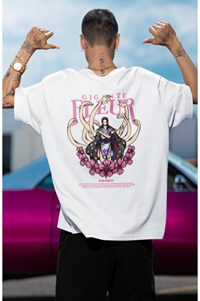 Fuddy Moda Oversize One Piece Nico Robin Back Printed T-shirt, Unisex Anime Printed T-shirt