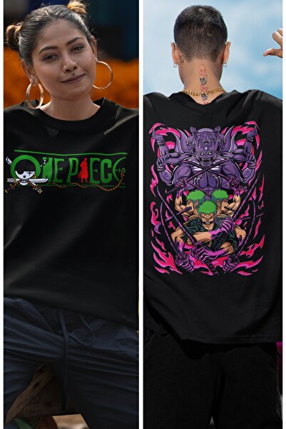 Fuddy Moda Oversize One Piece V2 Roronoa Zoro Back Printed T-shirt, Unisex Anime Printed T-shirt