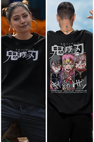 Fuddy Moda Оверсайз футболка з принтом на спині Демоноборця Хашіра, унісекс ф...