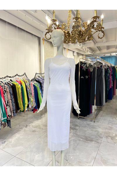 missswans Daniya Μακρύ Φόρεμα με Τούλι Λευκό