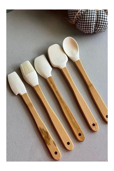 MİEN Mien MEN899 - 5-Piece Cream Silicone Spatula Set