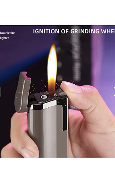 HEPBİMODA Çakmak Hediyelik Çift Yanan İster Normal İster Pürmüzlü Yanan Lüx M...