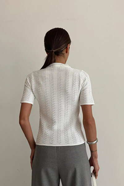 My Blog Pletená halenka Ecru s krátkým rukávem