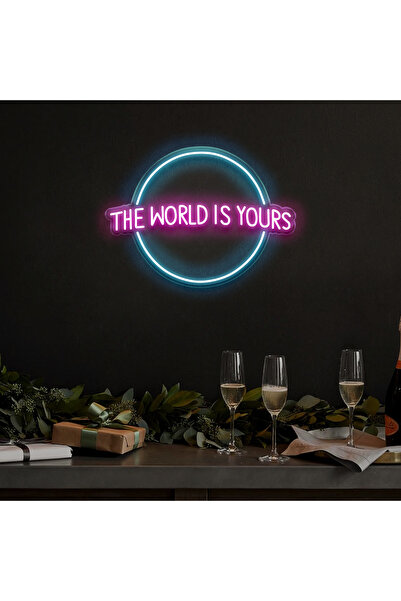 cnckoleksiyon The World Is Yours Neon Tabela - Led Dekoratif Duvar Aydınlatma...