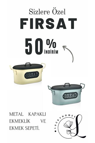 LUCKYHOMES Galvanized Metal Bread Box with Lid - 38X16 cm Desktop Bread Holder, Metal Bread Basket 11340