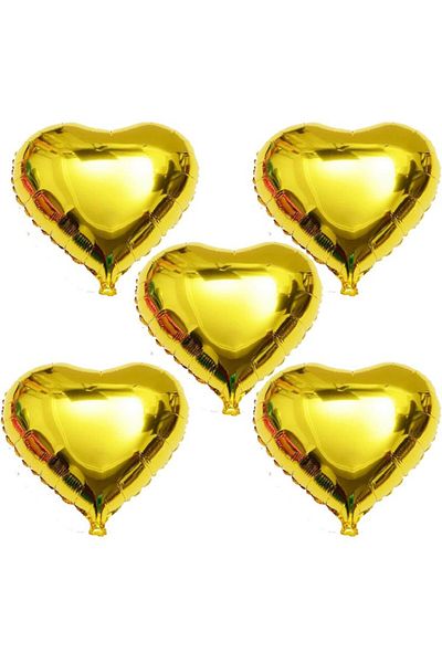 kidspartim Gold 5 Pieces - 10 Inch Mini Heart Foil Balloon
