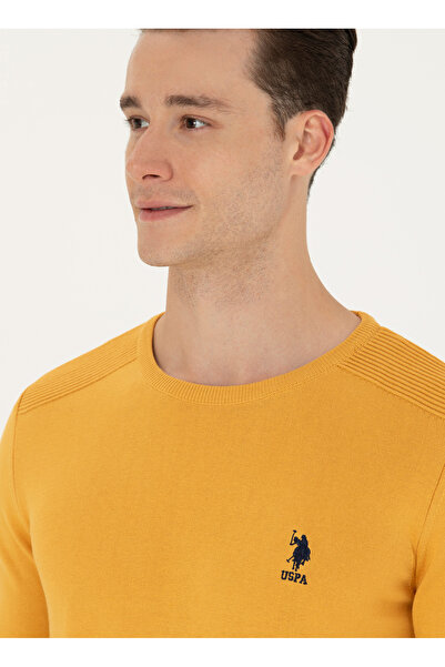 U.S. Polo Assn. Us Polo Assn. Mustard Slim Fit Men's Sweater - Crew Neck Td01-bsk23