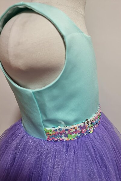 Mashotrend Etek Ucu Çiçekli Kız Çocuk Abiye - Eteği Kabarık Kız Çocuk Abiye Elbisesi - Mezuniyet Çocuk Elbisesi