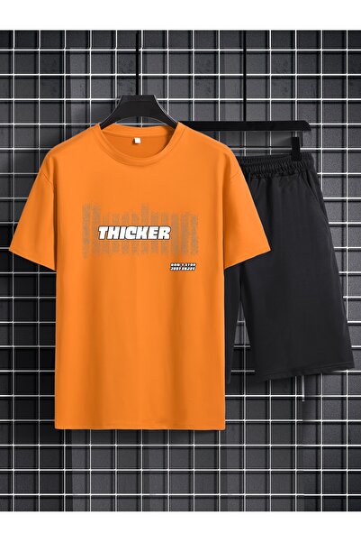 GALASHOP طباعة THICKER DON'T STOP JUST ENJOY من قطعتين عصرية للرجال