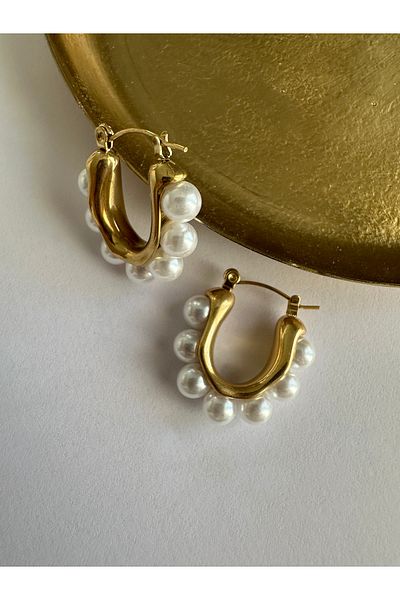 ringbox Steel Non-tarnish Pearl Oval Earrings