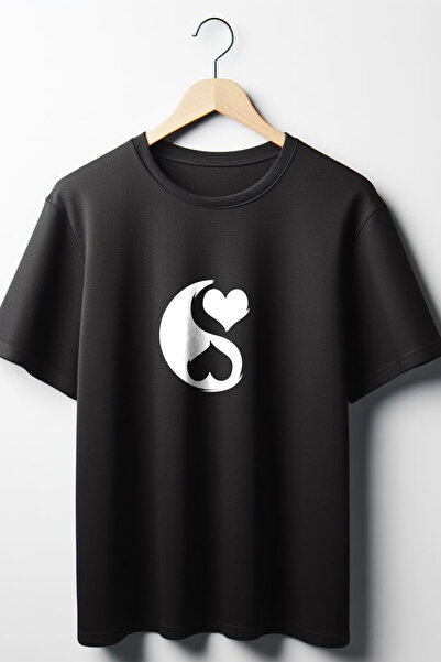 Vordevia Унисекс тениска с овъглено деколте и щампа на сърце от Ин и Ян