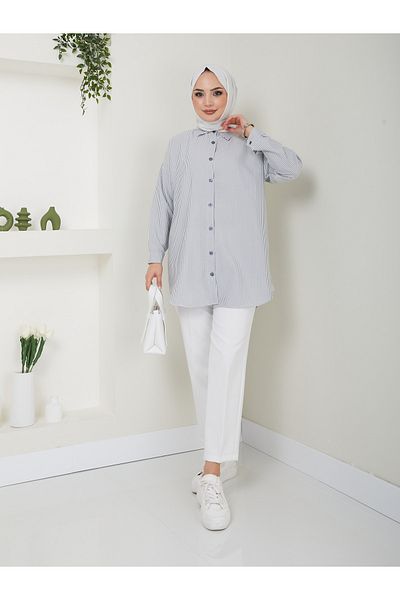 VOLT CLOTHİNG Gestreiftes Hijab-Shirt für Damen