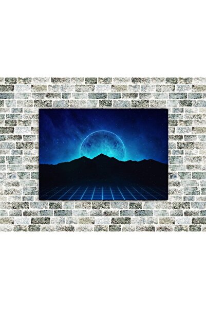 icase Ξύλινος πίνακας Συνθγουέιβ δεκαετίας '80 με θέμα την πανσέληνο