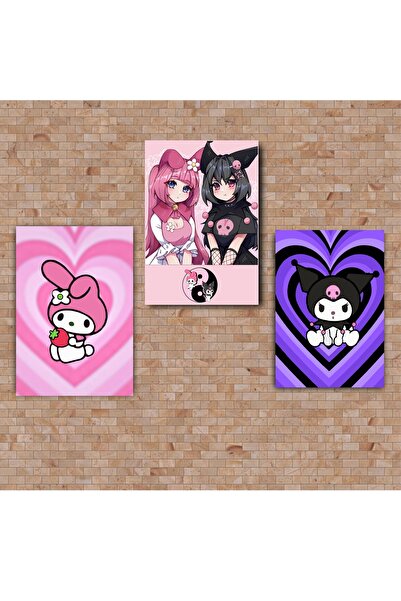 icase Poster ANIME KUROMİ MELODİ, Set de pictură pe lemn, Set decorativ pentr...