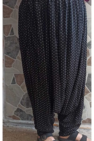 MEŞHUR ŞALVARCI PELİN Women's Patterned Baggy Trousers with Pockets and Elastic Waist