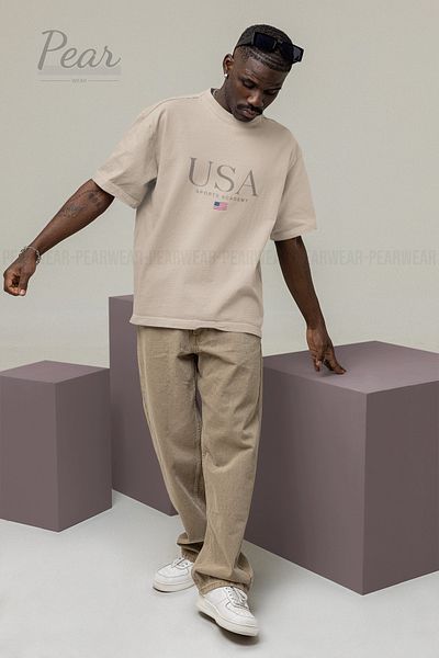 Pear Wear Μπλουζάκι USA Printed Unisex T-shirt Oversize