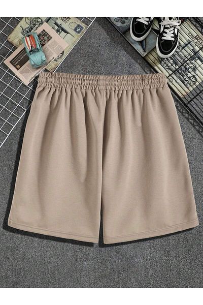 MODARİCH Pantaloni scurți cu talie înaltă și buzunare tricotate cu imprimeu bej Tiny Smiley Face