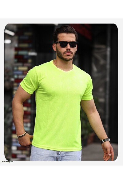 Spor Life نمط الرجال - تي شيرت أداء منقوش برقبة دائرية