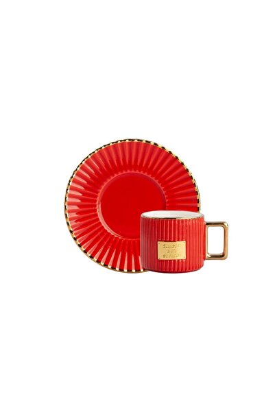 Kosova KIRMIZI ALTIN TEK KİŞİLİK TÜRK KAHVESİ FİNCANI