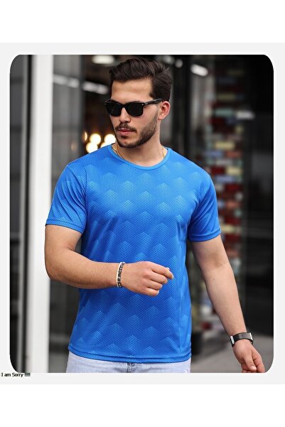 Spor Life Mens Style Crew Neck Patterned Performance T-Shirt
