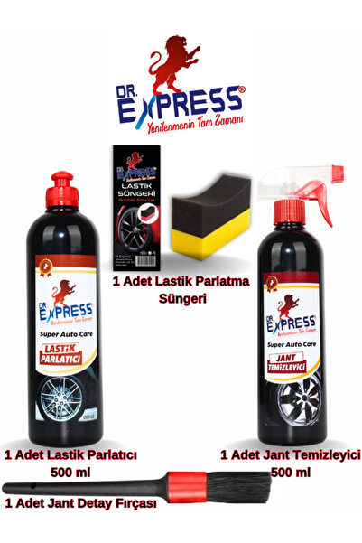 Drexpress Premium 4'lü Oto Bakım Seti Lastik Parlatıcı Jel Jant Temizleyici P...