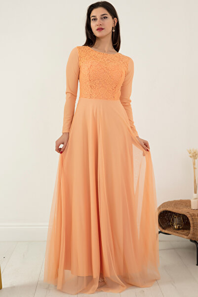 PULLIMM Сукня вечірня з мереживною підкладкою та деталями з мережива - 3456-3