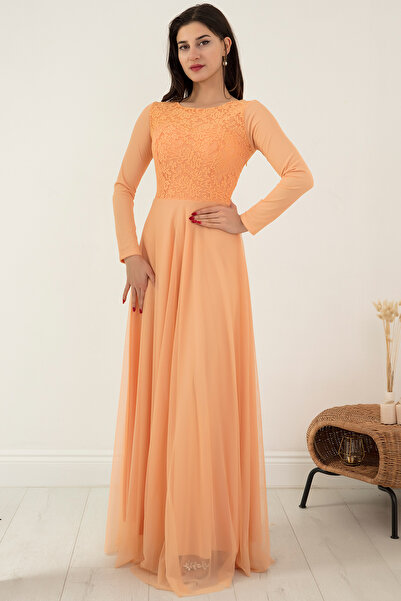 PULLIMM Сукня вечірня з мереживною підкладкою та деталями з мережива - 3456-3