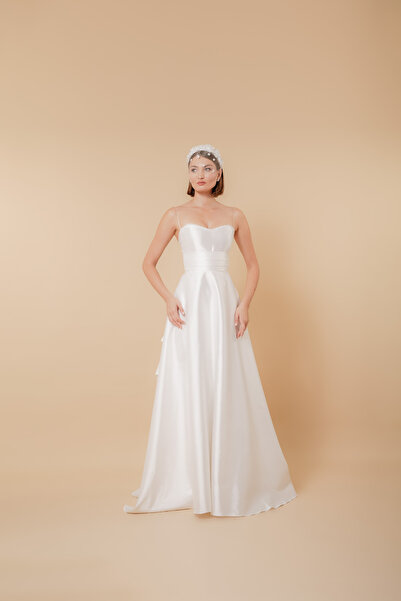 Ayse Ceren House Kloş Saten Fiyonk Detaylı Gelinlik