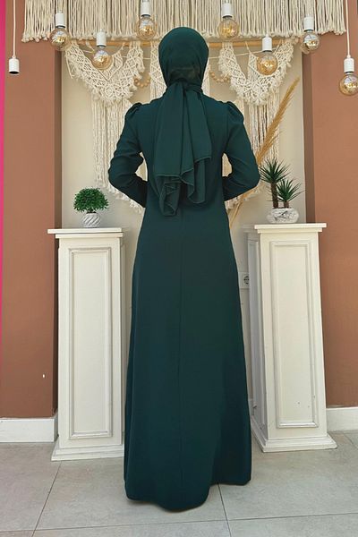 Bym Fashion Φόρεμα με κεντημένο μοτίβο σμαραγδένιας πέτρας - 3889