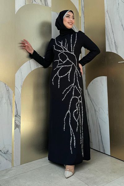 Bym Fashion Φόρεμα με μοτίβο σε μαύρη πέτρα - 3889