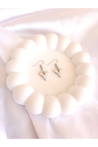 LE&DA Accessory 316L Stainless Steel X Silver Color Aesthetic Heart Earrings