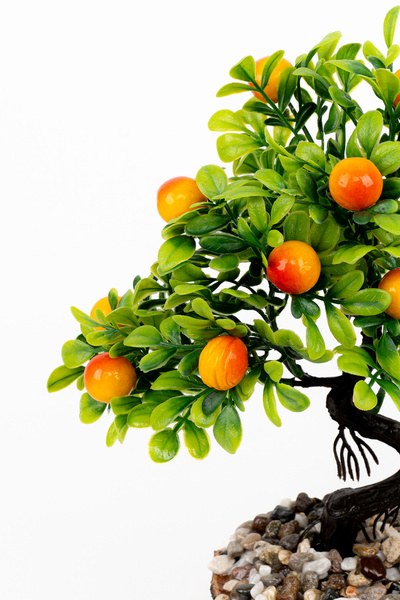 YAPAY ÇİÇEKÇİNİZ Artificial Bonsai Tree in Stone Detailed Wooden Pot