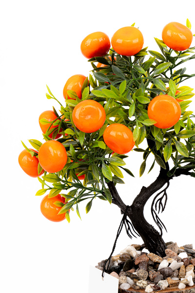 YAPAY ÇİÇEKÇİNİZ Artificial Bonsai Tree in Stone Detailed Wooden Pot