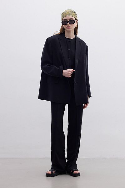 Manuka Μαύρο Oversize Natural Blazer Jacket