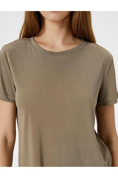 Koton Basic Sports T-Shirt aus Modal, kurzärmlig, Rundhalsausschnitt, bequeme Passform