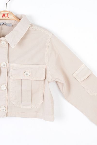 nk kids NK KIDS 36711 - Κρεμ μπουφάν για κορίτσια Cargo Pocket