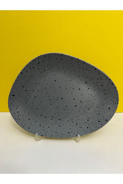 Kütahya Porselen Galaxy 30*24cm Flat Boat Plate Mix Granule Gray