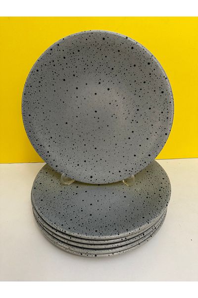 Kütahya Porselen New Corendon Series Grey Patterned 25 Cm Serving Plate 6-Pack