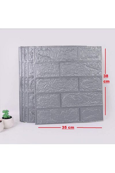 Renkli Duvarlar Tapet adeziv șters gri, birou, salon, panou flexibil din burete, autocolant 3d 35x38cm 1 bucată