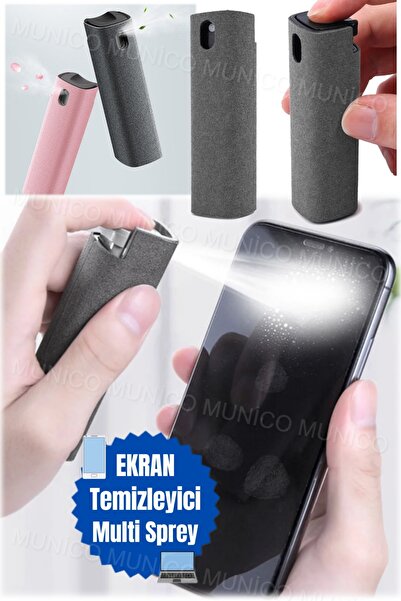 Munico Ekran Temizleyici Sprey Şişesi Mikrofiber Bez Çizgisiz Temizleme Ekran...
