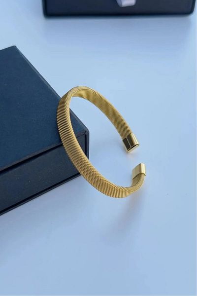 Herşey Nota Unisex Straw Knitted - Gold Stainless Steel Bracelet