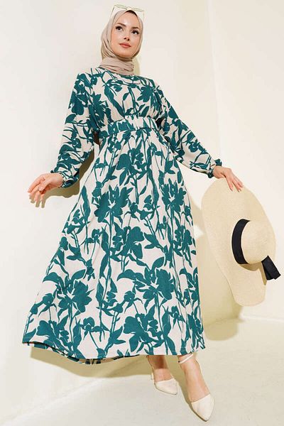 VOLT CLOTHİNG فستان نسائي بنمط الأزهار مع حزام