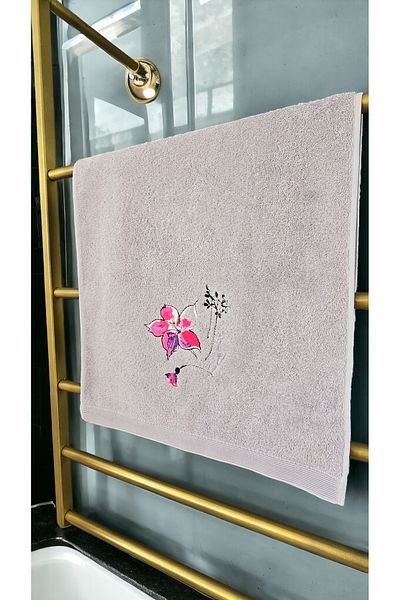 Havlu Denizi Ev Tekstil Ürünleri Gray Embroidered Face Towel