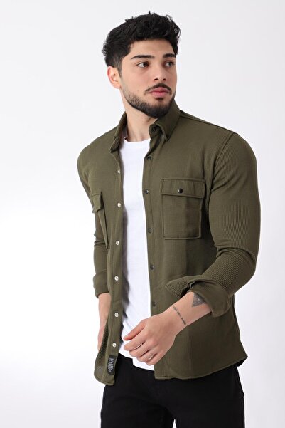 Stilkombin Çift Cep Kapaklı Örme Gömlek XC U16787_40292